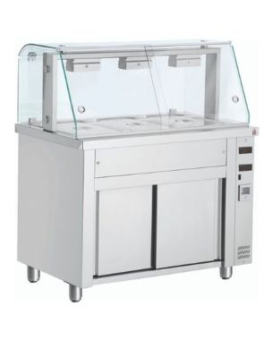 Bain Marie with glass structure 3 x GN1/1