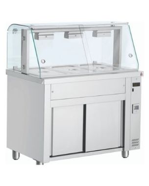 Bain Marie with glass structure 3x GN1/1
