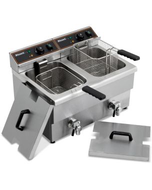 6000W Double Tank Electric Fryer with Tap 2x 8L