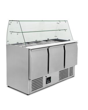 Compact Triple Door Prep Station With Display Case