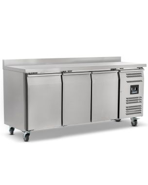 Triple Hinged Door Counter Refrigerator With Upstand