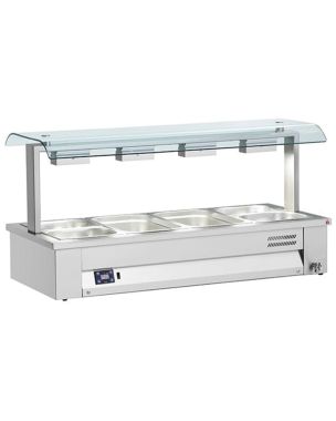 Counter Top Bain Marie With Double Sneeze Guard 4x GN1/1