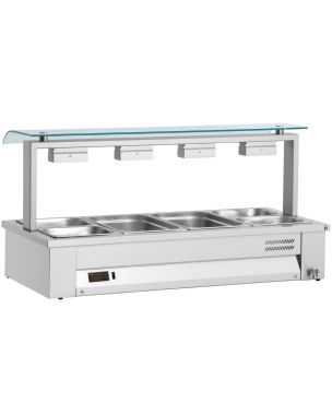 Counter Top Bain Marie With Sneeze Guard 4x GN1/1