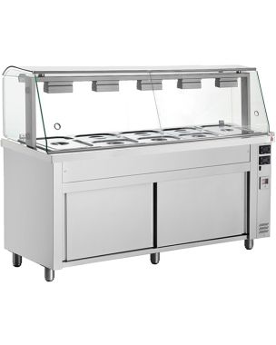 Bain Marie with glass structure 5 x GN1/1