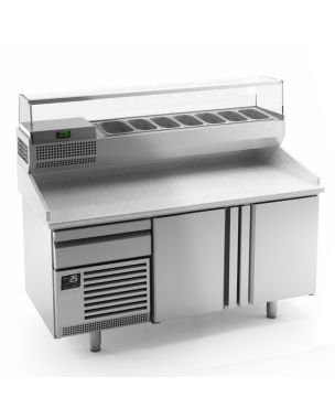 2 Door Pizza Prep Counter 485L