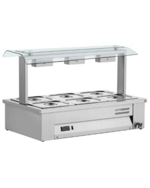 Counter Top Bain Marie With Double Sneeze Guard 3x GN1/1