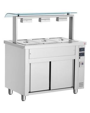 Bain marie with sneeze guard 3x GN1/1