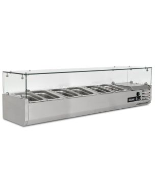 1.5m Glass Canopy 1/4 Gastronorm Prep Top 
