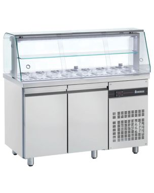 Double Hinged Door Saladette With Display Case