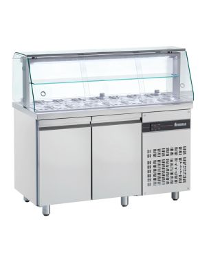 Double Hinged Door Saladette With Display Case