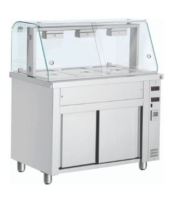Bain Marie with glass structure 3 x GN1/1