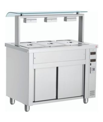 Bain marie with sneeze guard 3 x GN1/1