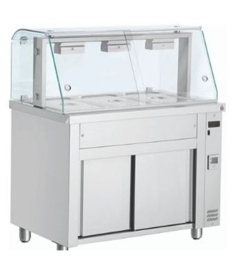 Bain Marie with glass structure 3x GN1/1