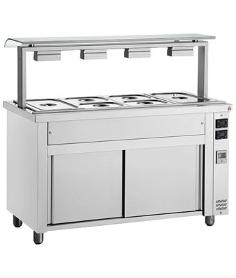 Bain marie with sneeze guard 4x GN1/1