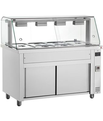 Bain Marie with glass structure 4x GN1/1