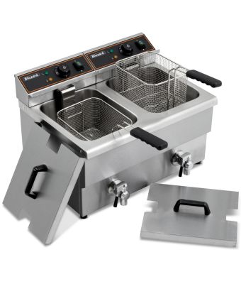 6000W Double Tank Electric Fryer with Tap 2x 8L