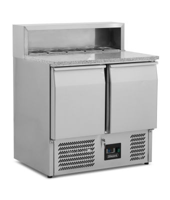Compact Double Door Refrigerated Pizza Prep Counter