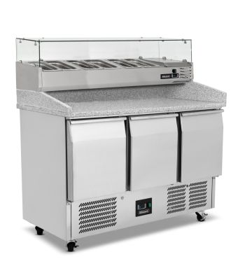 3 Door Compact Gastronorm Pizza Prep Counter 368L