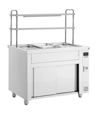 1100mm Wet Well Bain Marie With Hot Cupboard & Double Gantry