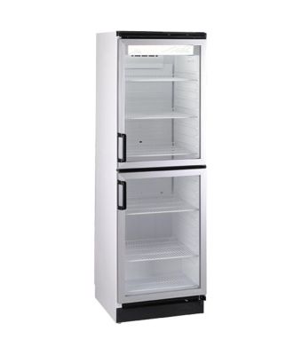 Upright 377L Double Hinged Glass Door Refrigerator