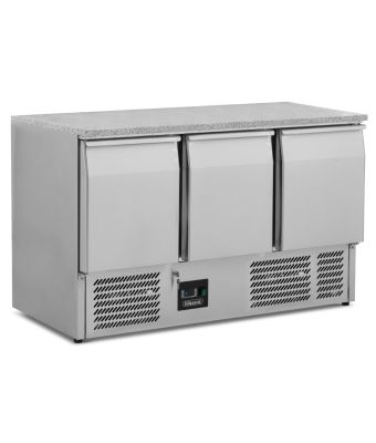 Compact Triple Door Counter Refrigerator With Granite Worktop