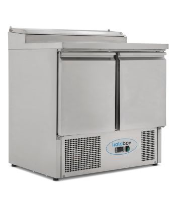 Compact Double Door Refrigerated Prep Counter With Raised Collar