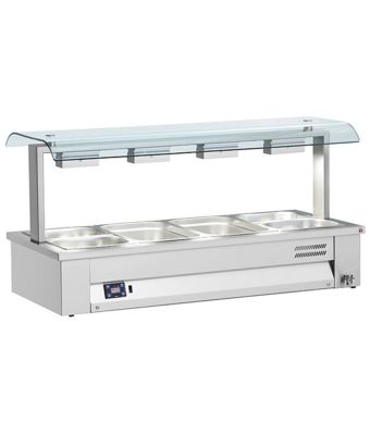 Counter Top Bain Marie With Double Sneeze Guard 4x GN1/1