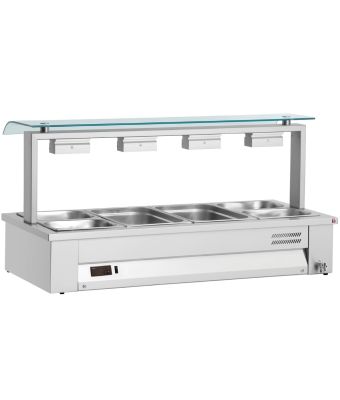 Counter Top Bain Marie With Sneeze Guard 4x GN1/1