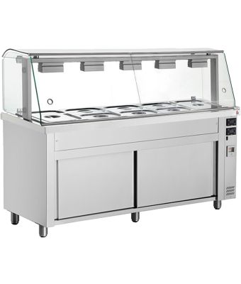 Bain Marie with glass structure 5 x GN1/1