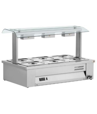 Counter Top Bain Marie With Double Sneeze Guard 3x GN1/1