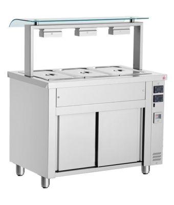 Bain marie with sneeze guard 3x GN1/1