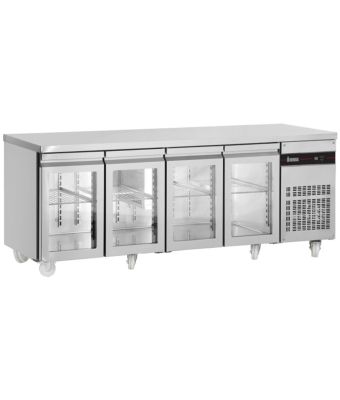 583L Four Hinged Glass Door Gastronorm Counter Refrigerator