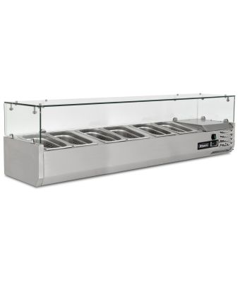 1.5m Glass Canopy 1/3 Gastronorm Prep Top 