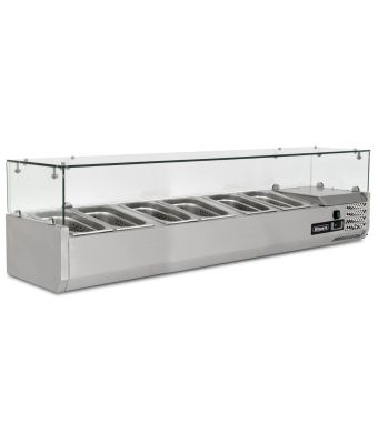 1/4 GASTRONORM PREP TOP WITH GLASS COVER 1500MM(W)