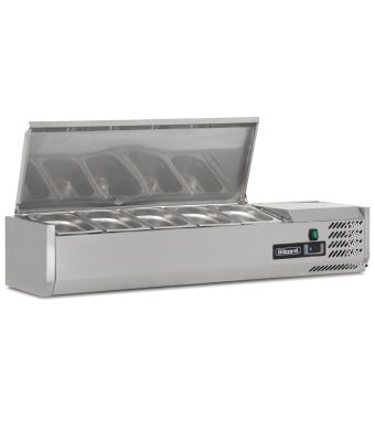 1/4 GASTRONORM PREP TOP WITH HINGED LID 1200MM(W)