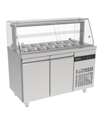 Two Door Saladette With Display Case