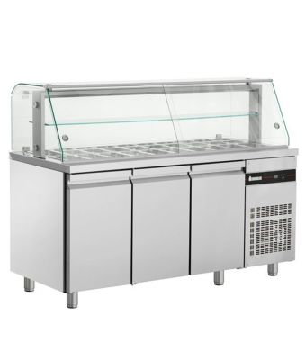 Three Door Saladette With Display Case