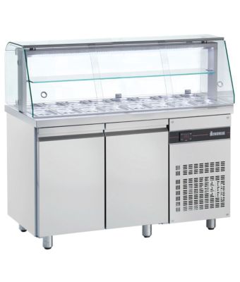 Double Hinged Door Saladette With Display Case